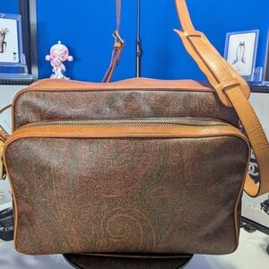 Etro Paisley Print Canvas And Leather Crossbody Bag